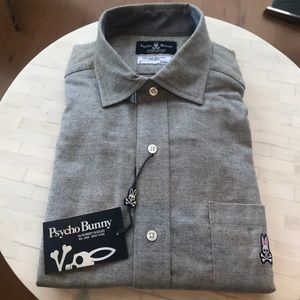 NWT Gray Psycho Bunny Button-Down